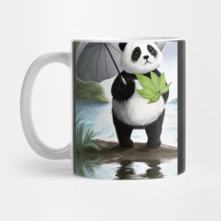 Panda with Leaf Umbrella Mug